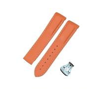 ROUREOX 20mm Cinturino di Orologio in Gomma e Silicone, Cinturino con Fibbia Punta per Omega AT150 300 De Ville Planet Ocean-Fibbia arancione + linea bianca + argento