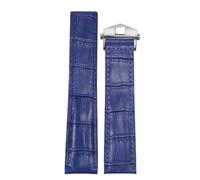 ROUREOX 20mm Cinturino In Cuoio Autentico Artigianale Fibbia A Farfalla Regolabile Cinturino In Cuoio Morbido Riparazione per TAG HEUER perMULA 1-Blu + Argento