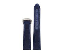 ROUREOX 21mm Cinturino Orologio Vera Pelle Chiusura Deployante Cinturino Nylon Ricambio Cinturini Orologio per OMEGA Seamaster Aqua Terra 150m 300 Master Chronometer-Blu + Argento