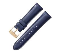 ROUREOX 22mm Cinturini da Orologio Pelle Vera Cerniera Metallo Rilascio Rapido Braceletti da Orologio Ricambio per FOSSIL FS5061 FS5237 ME3052 3054-Azzurro + Oro Rosa