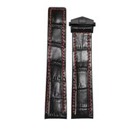 ROUREOX 22mm Cinturino In Cuoio Autentico Artigianale Fibbia A Farfalla Regolabile Cinturino In Cuoio Morbido Accessori per TAG HEUER perMULA 1-Nero + Rosso