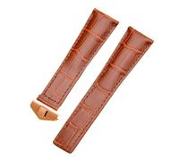 ROUREOX 22mm Cinturino In Cuoio Autentico Artigianale Fibbia A Farfalla Regolabile Cinturino In Cuoio Morbido Accessori per TAG HEUER perMULA 1-Marrone + Oro Rosa