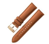 ROUREOX 24mm Cinturini da Orologio Pelle Vera Cerniera Metallo Rilascio Rapido Braceletti da Orologio Ricambio per FOSSIL FS5061 FS5237 ME3052 3054-Marrone Chiaro + Oro Rosa