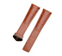 ROUREOX 24mm Cinturino In Cuoio Autentico Artigianale Fibbia A Farfalla Regolabile Cinturino In Cuoio Morbido Accessori per TAG HEUER perMULA 1-Marrone + Nero