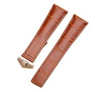 ROUREOX 24mm Cinturino In Cuoio Autentico Artigianale Fibbia A Farfalla Regolabile Cinturino In Cuoio Morbido Accessori per TAG HEUER perMULA 1-Marrone + Argento