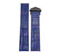 ROUREOX 24mm Cinturino In Cuoio Autentico Artigianale Fibbia A Farfalla Regolabile Cinturino In Cuoio Morbido Accessori per TAG HEUER perMULA 1-Blu + Nero