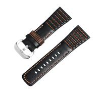 ROUREOX 28mm Cinturino in Vera Pelle Imbottito, Bracciale di Ricambio con Fibbia in Acciaio Inossidabile per SEVENFRIDAY P1 P2 P3 Q1 S1 M2 M3 T1-Nero + Arancione