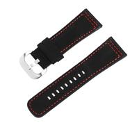 ROUREOX 28mm Cinturino Orologio in Vera Pelle Scamosciata, Bracciale di Ricambio con Robusta Fibbia Pre-V per SEVENFRIDAY P1 P2 P3 Q1 S1 M2 M3 T1-Nero + Rosso