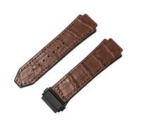 ROUREOX Cinturini da Orologio Pelle Gomma Pattern di Bambu Cerniera Pieghevole Metallo Braceletti da Orologio Ricambio per HUBLOT Big Bang-Marrone + Nero