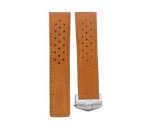 ROUREOX Cinturino Cuoio Autentico Uomo Cinturino Orologio Fibbia Deployant Regolabile Cuoio Morbido Accessori Riparazione per TAG HEUER CARRERA AQUARACER Series-Marrone Chiaro + Argento 20mm