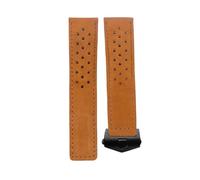 ROUREOX Cinturino Cuoio Autentico Uomo Cinturino Orologio Fibbia Deployant Regolabile Cuoio Morbido Accessori Riparazione per TAG HEUER CARRERA AQUARACER Series-Marrone Chiaro + Nero 20mm