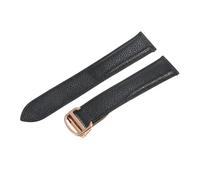 ROUREOX Cinturino d’Orologio in Pelle Autentica Cerniera in Acciaio Inoxydabile Cinturino di Sostituzione 20mm 22mm 23mm 25mm per CARTIER Tank WSTA0029 WSTA0030-Nero + Oro rosa 22mm