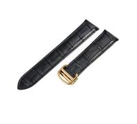 ROUREOX Cinturino d’Orologio in Pelle Autentica Cerniera in Acciaio Inoxydabile Cinturino di Sostituzione in Pelle a Passaggio Singolo per CARTIER Tank collection-Nero + Oro 20mm