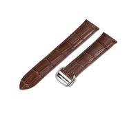 ROUREOX Cinturino d’Orologio in Pelle Autentica Cerniera in Acciaio Inoxydabile Cinturino di Sostituzione in Pelle a Passaggio Singolo per CARTIER Tank collection-Marrone + Argento 22mm