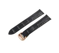 ROUREOX Cinturino d’Orologio in Pelle Autentica Cerniera in Acciaio Inoxydabile Rilascio Rapido Cinturino in Pelle con Coda Doppia per CARTIER Tank collection-Nero + Oro Rosa 20mm