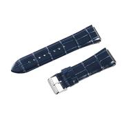 ROUREOX Cinturino d’Orologio in Pelle Autentica Cerniera in Metallo Cinturino di Sostituzione d’Orologio Vintage Fatto a Mano 22mm per Guess W0040G3 W0247G3 W0040G7-Blu + Argento