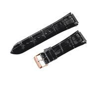 ROUREOX Cinturino d’Orologio in Pelle Autentica Cerniera in Metallo Cinturino di Sostituzione d’Orologio Vintage Fatto a Mano 22mm per Guess W0040G3 W0247G3 W0040G7-Nero + Oro Rosa