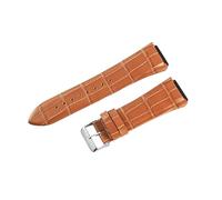 ROUREOX Cinturino d’Orologio in Pelle Autentica Cerniera in Metallo Cinturino di Sostituzione d’Orologio Vintage Fatto a Mano 22mm per Guess W0040G3 W0247G3 W0040G7-Marrone + Argento