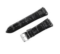 ROUREOX Cinturino d’Orologio in Pelle Autentica Cerniera in Metallo Cinturino di Sostituzione d’Orologio Vintage Fatto a Mano 22mm per Guess W0040G3 W0247G3 W0040G7-Nero + Argento