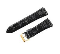 ROUREOX Cinturino d’Orologio in Pelle Autentica Cerniera in Metallo Cinturino di Sostituzione d’Orologio Vintage Fatto a Mano 22mm per Guess W0040G3 W0247G3 W0040G7-Nero + Oro