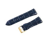 ROUREOX Cinturino d’Orologio in Pelle Autentica Cerniera in Metallo Cinturino di Sostituzione d’Orologio Vintage Fatto a Mano 22mm per Guess W0040G3 W0247G3 W0040G7-Blu + Oro