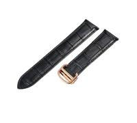 ROUREOX Cinturino d’Orologio in Pelle Autentica Fermo in Acciaio Inoxydabile Cinturino di Sostituzione in Pelle Uomo per CARTIER Tank collection-Nero + Oro Rosa 16mm