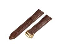 ROUREOX Cinturino d’Orologio in Pelle Autentica Fermo in Acciaio Inoxydabile Cinturino di Sostituzione in Pelle Uomo per CARTIER Tank collection-Marrone + Oro 17mm