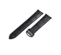 ROUREOX Cinturino d’Orologio in Pelle Autentica Fermo in Acciaio Inoxydabile Cinturino di Sostituzione in Pelle Uomo per CARTIER Tank collection-Nero + Nero 16mm