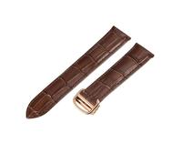 ROUREOX Cinturino d’Orologio in Pelle Autentica Fermo in Acciaio Inoxydabile Cinturino di Sostituzione in Pelle Uomo per CARTIER Tank collection-Marrone + Oro rosa 18mm