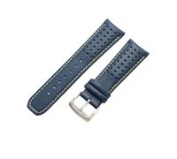 ROUREOX Cinturino d’Orologio in Pelle Autentica Fermo in Acciaio Inoxydabile Connessione di Occhielli Curvi Cinturino per CITIZEN Eco-Drive Skyhawk Blue Angels-Blu + Giallo + Argento 22mm