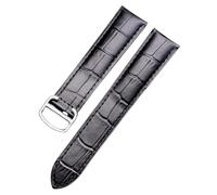 ROUREOX Cinturino da Orologio in Cuoio Autentico Artigianale Rilascio Rapido Banda Con Fibbia Farfalla per CARTIER Ronde Solo-Nero + Argento 20mm