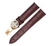 ROUREOX Cinturino da Orologio in Cuoio Autentico Rilascio Rapido Fermo in Metallo Inox e Banda di Ricambio per PATEK PHILIPPE 5146 5396 5271-Marrone + Oro 19mm