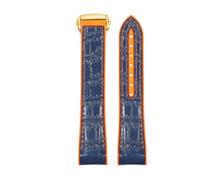 ROUREOX Cinturino da Orologio in Cuoio Con Rilascio Rapido Bande di Cuoio Regolabili Bracciale di Ricambio per Omega Seamaster Diver 300M Planet Ocean 600M-Arancione + Blu + Oro 22mm