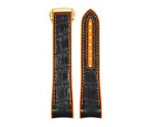 ROUREOX Cinturino da Orologio in Cuoio Con Rilascio Rapido Bande di Cuoio Regolabili Bracciale di Ricambio per Omega Seamaster Diver 300M Planet Ocean 600M-Arancione + Nero + Oro 20mm