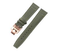 ROUREOX Cinturino da Orologio in Cuoio e Nylon Fermo Regolabile Bracciale di Ricambio per IWC Big Pilot's Watch Edition Mark XVIII-Verde + Oro Rosa 22mm