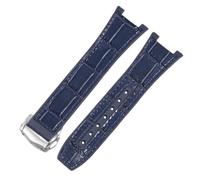 ROUREOX Cinturino da Orologio Uomo in Cuoio Autentico e Silicone Rilascio Rapido Fermo in Metallo Inox e Banda di Ricambio per Omega Constellation-Blu + Argento