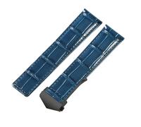 ROUREOX Cinturino di Orologio Bracciale di Orologio Pelle Vera Cerniera a Pulsante in Acciaio Inossidabile di Ricambio per TAG Heuer-Blu + Nero 20mm