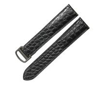 ROUREOX Cinturino di Orologio Bracciale di Orologio Pelle Vera Cerniera Farfalla in Acciaio Inossidabile di Ricambio 17mm per CARTIER Ballon Bleu Collection-Nero + Nero
