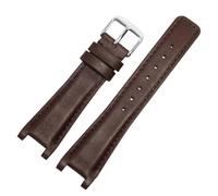 ROUREOX Cinturino di Orologio Bracciale di Orologio Pelle Vera in Stile Vintage Cerniera in Acciaio Inossidabile di Ricambio 20 x 12mm per Gucci YA1332 1333 1335-Marrone + Argento