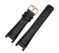 ROUREOX Cinturino di Orologio Bracciale di Orologio Pelle Vera in Stile Vintage Cerniera in Acciaio Inossidabile di Ricambio 20 x 12mm per Gucci YA1332 1333 1335-Nero + Oro Rosa