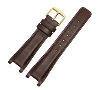 ROUREOX Cinturino di Orologio Bracciale di Orologio Pelle Vera in Stile Vintage Cerniera in Acciaio Inossidabile di Ricambio 20 x 12mm per Gucci YA1332 1333 1335-Marrone + Oro