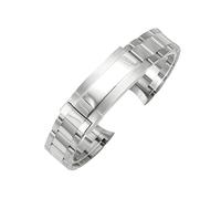 ROUREOX Cinturino di Orologio in Metallo Spazzolato Classico Acciaio Inossidabile Fibbia Pieghevole Sostituzione Bracciale di Orologio per Rolex Cosmograph Daytona-Argento Lucido 20mm