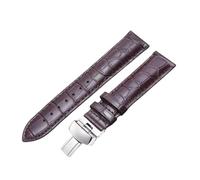 ROUREOX Cinturino di Pelle Allungati Cinturino di Ricambio Cerniera a Farfalla Espandibile Accessori di Cinturino per Tissot Chemin des Tourelles-Marrone + Argento 19mm