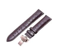 ROUREOX Cinturino di Pelle Allungati Cinturino di Ricambio Cerniera a Farfalla Espandibile Accessori di Cinturino per Tissot Chemin des Tourelles-Marrone + Oro Rosa 19mm
