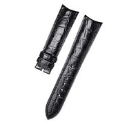 ROUREOX Cinturino di Pelle con Grana Coccodrillo Artigianali Cinturino di Ricambio Pelle Vera per Jaeger-LeCoultre Master Ultra Thin Moon-Nero A 22 * 18mm