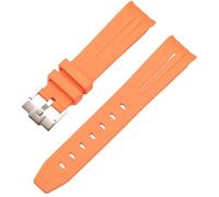 ROUREOX Cinturino in Gomma 22mm Accessorio Polso di Ricambio per Uomo per Rolex acht-Master Sea-Dweller-Fibbia Arancione + Argento