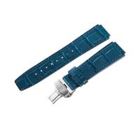 ROUREOX Cinturino Orologio Pelle 23mm Grana Alligatore Bracciale di Ricambio Chiusura a Farfalla Déployante per FIYTA Interstellar Series-Blu + Argento