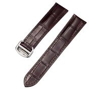 ROUREOX Cinturino Orologio Vera Pelle Regolabile Chiusura Deployante Ricambio Cinturino Orologio Pelle Accessori per CARTIER RONDE SOLO DE CARTIER-Marrone + Argento 23mm