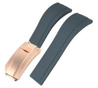 ROUREOX Cinturino Silicone Morbido per Uomo, Rilascio Rapido con Pulsante Acciaio Inox per Rolex acht-Master Sea-Dweller-Fibbia In Oro Grigio + Rosa 21mm