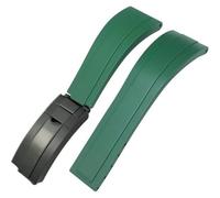 ROUREOX Cinturino Silicone Morbido per Uomo, Rilascio Rapido con Pulsante Acciaio Inox per Rolex acht-Master Sea-Dweller-Fibbia Verde + Nero 20mm